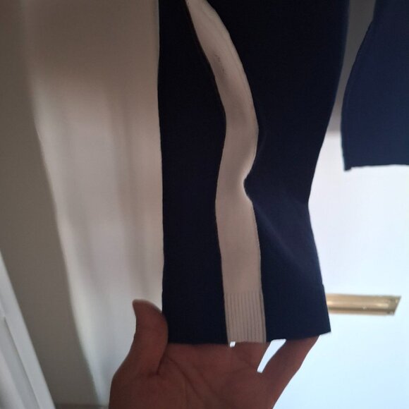 OLSEN pants LISA straight fit WITH DECORATIVE TAPE - navy SIZE M (10) - Picture 8 of 9